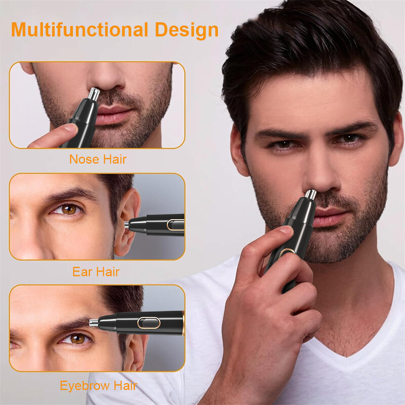 Aparador elétrico portátil do cabelo do nariz para homens e mulheres, barbeador da remoção do cabelo do nariz, cabelo do rosto e da orelha limpo, impermeável lavável