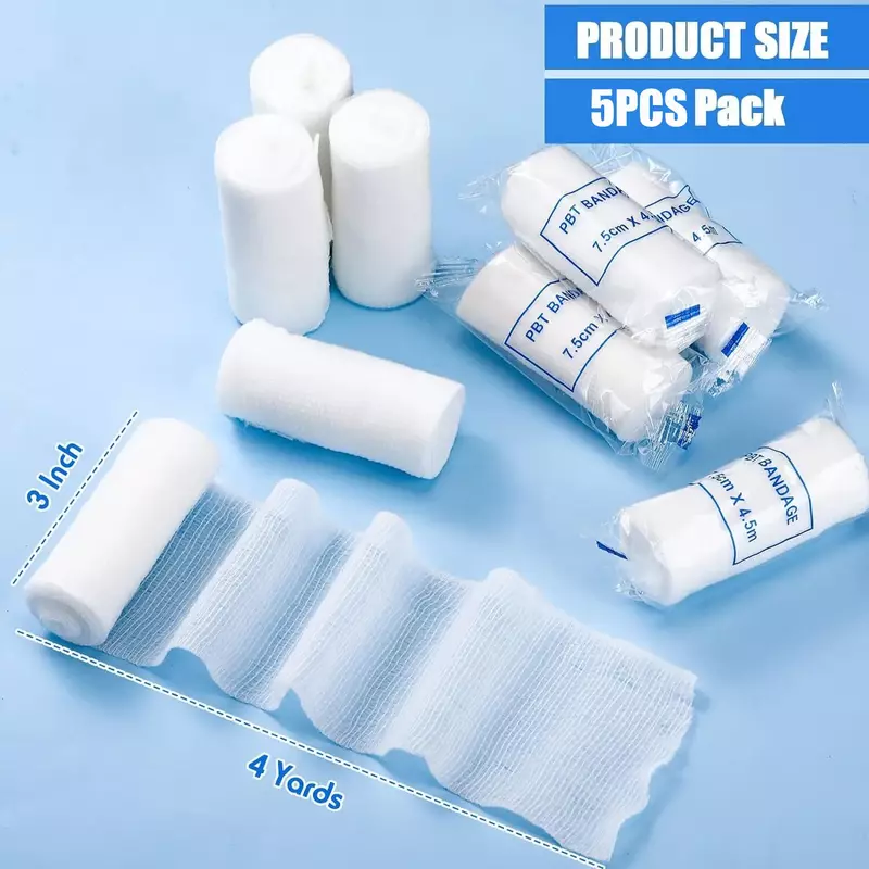 Breathable PBT Elastic Bandage Medical Supplies Conforming First Aid Gauze For Wound Dressing Fixed Binding Emergency Care