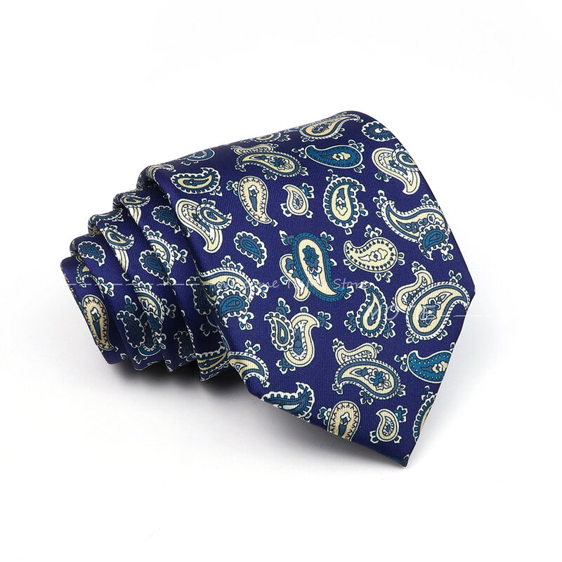 Diskon besar dasi poliester anggun dasi Paisley biru untuk baju pesta pernikahan sehari-hari hadiah Dekorasi Aksesori Cravat