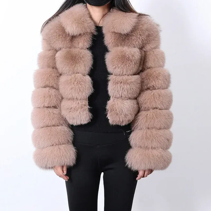Maomaokong vera pelliccia giacca donna inverno corto naturale vera pelliccia di volpe signora cerniera cappotto di pelliccia femminile giacca calda con colletto