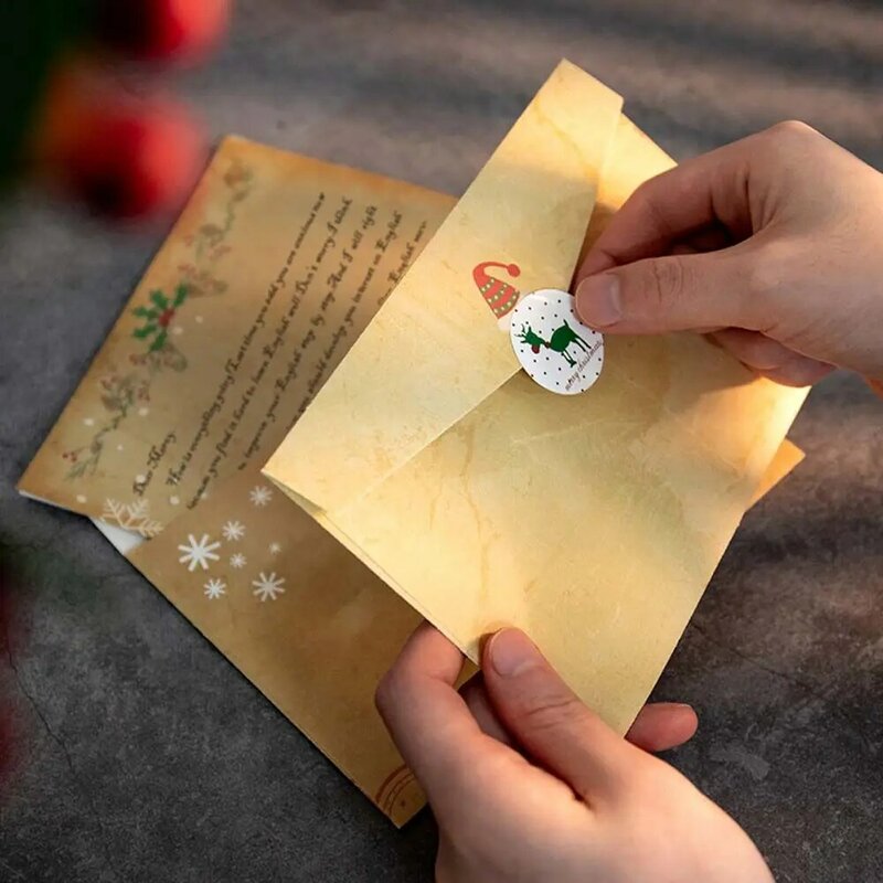 Tarjeta de felicitación DIY para fiesta, sobres de invitación de Navidad de Papá Noel, muñeco de nieve, Bloc de letras de Navidad, papel Kraft