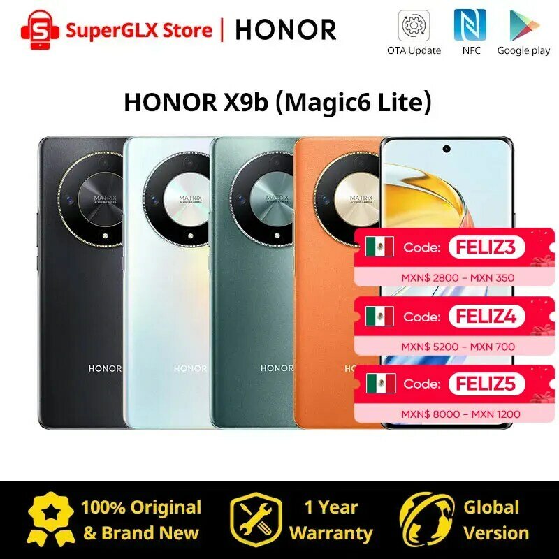 Женская модель HONOR Magic6 Lite, модель X9b X50, дисплей 6,78 дюйма, защита от падения, 120 Гц, тройная камера МП, аккумулятор 2 дня, Android 13, две SIM-карты