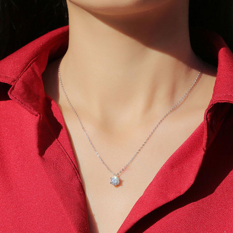 Женское ожерелье из серебра 100% пробы, с муассанитом 1 карат