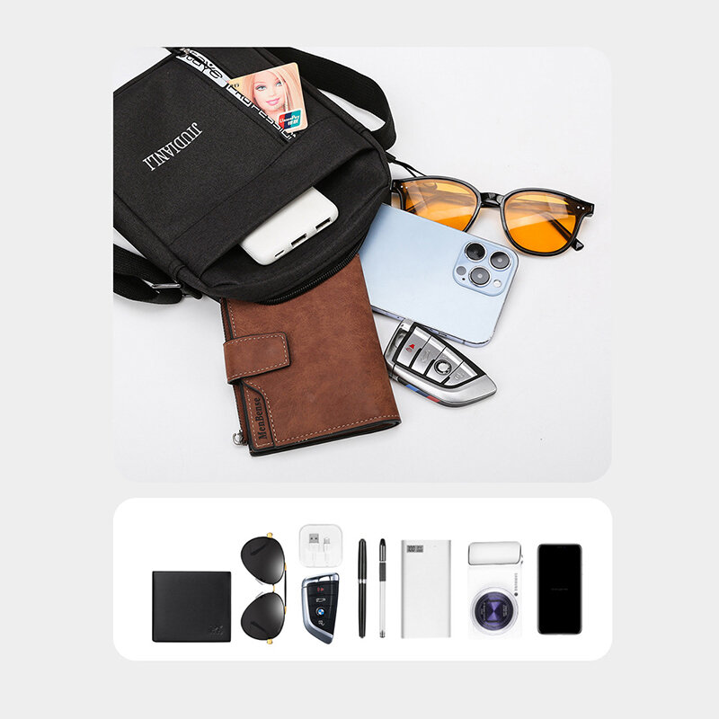 Tas bahu tahan air pria, Vintage Fashion tas selempang kapasitas besar sederhana perjalanan tas komputer siswa tas tangan Mini