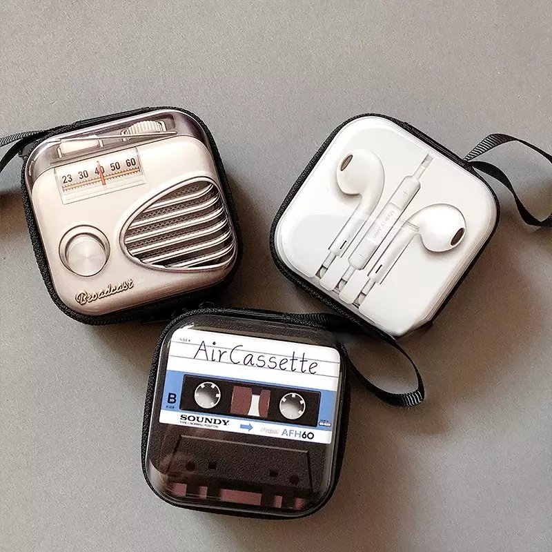 Portafoglio creativo in banda stagnata Retro Record Tape portamonete Cute Girls Cartoon Key Coin Headset Mini borse portaoggetti portafogli donna