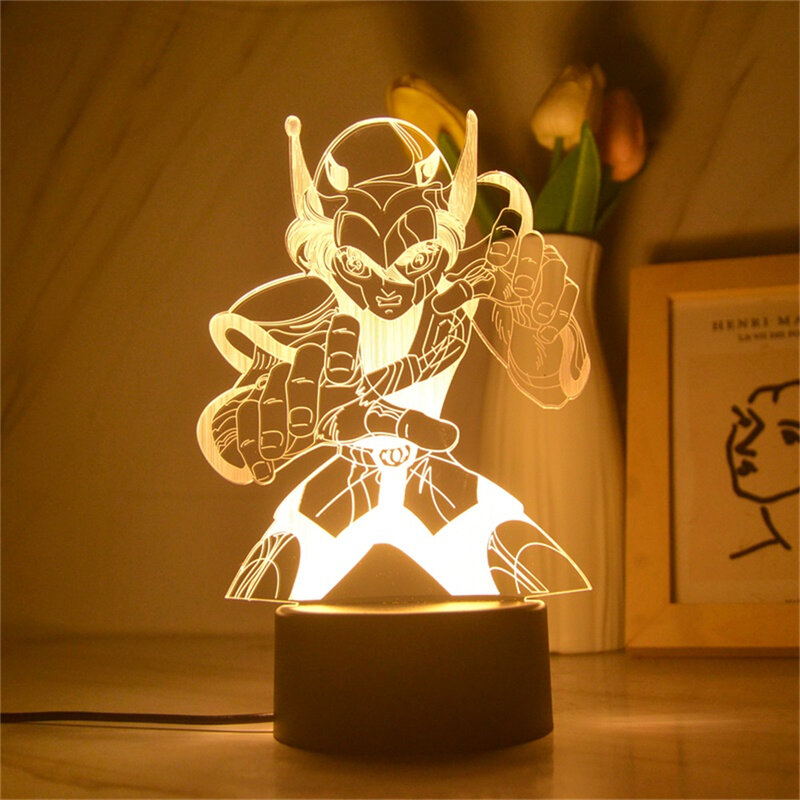 Seksowne Anime lampka nocna 3D lampka LED Saint Fighter japońska figurka Manga lampka nocna dla dzieci chłopiec prezent dekoracja sypialni Dropship