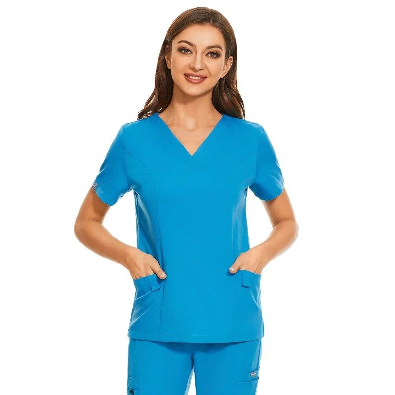 Uniformes médicos de enfermería, ropa de laboratorio, conjuntos de Spa de belleza, ropa de trabajo de salud, blusa de enfermería, exfoliante inferior
