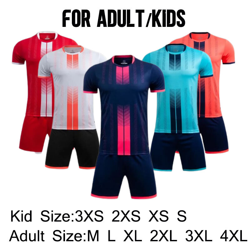 22/23 Custom Voetbal Jersey Set Voor Mannen Kids Sneldrogende Ademende Man Kinderen 2 Stuk Team Club Training Voetbal Uniform Set