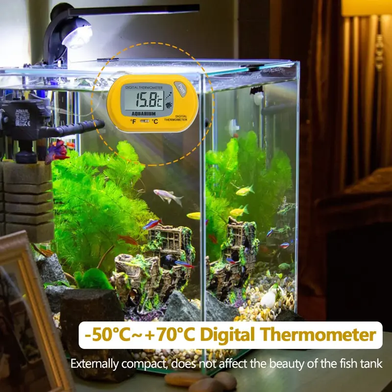 물고기 탱크 LCD 디지털 수족관 온도계 온도 수량계 수족관 온도 감지기 물고기 경보 애완 동물 용품 도구 수생