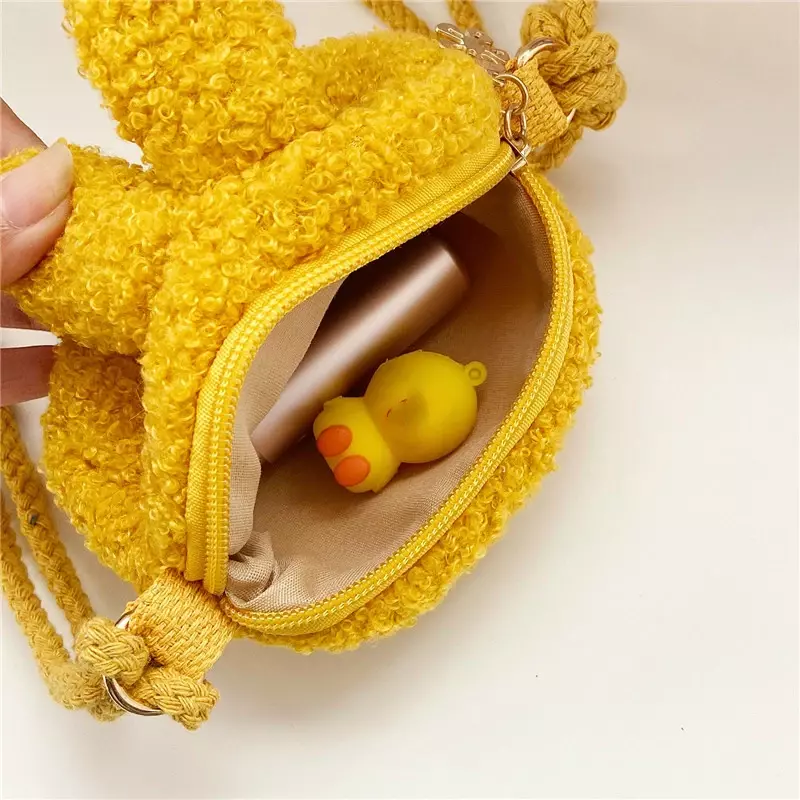 Kawai kleine weiche Plüsch Kaninchen Umhängetaschen Baby Mädchen Geldbörse Handtaschen Kindermode Umhängetaschen außerhalb Münz karten beutel