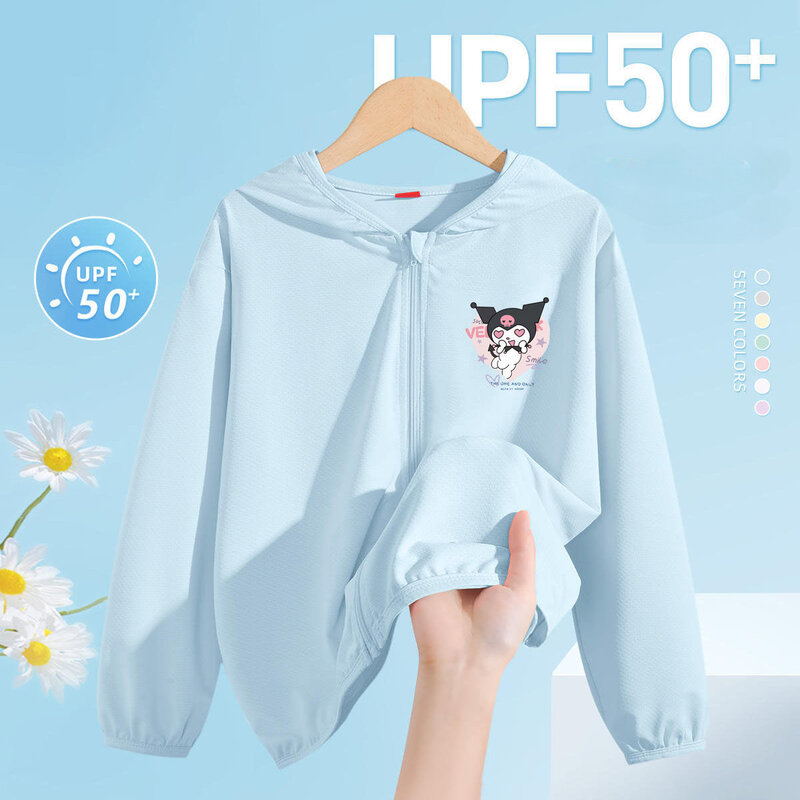Anime Sanrio Cinnamoroll Kuromi Children Sunscreen Jacket Cute My Melody Cartoon Ice Silk Breathable UV Protection Jacket Gift