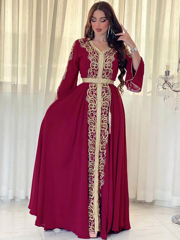 Vestido de fiesta musulmán Eid para mujer, Abaya bordada, Jalabiya marroquí, Abayas Kaftan Abaya Islam, túnica larga árabe