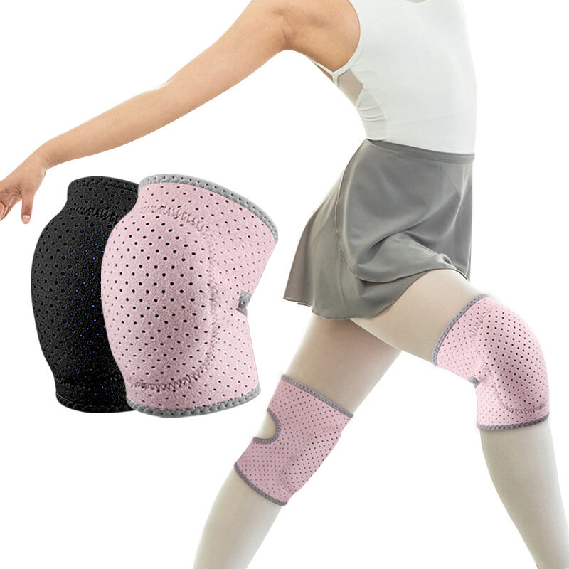 Protector de rodilla de esponja de baile, Protector de rodilla ajustable para ejercicio de Yoga, antideslizante, prevención de colisiones, rodilleras engrosadas, manga de pierna