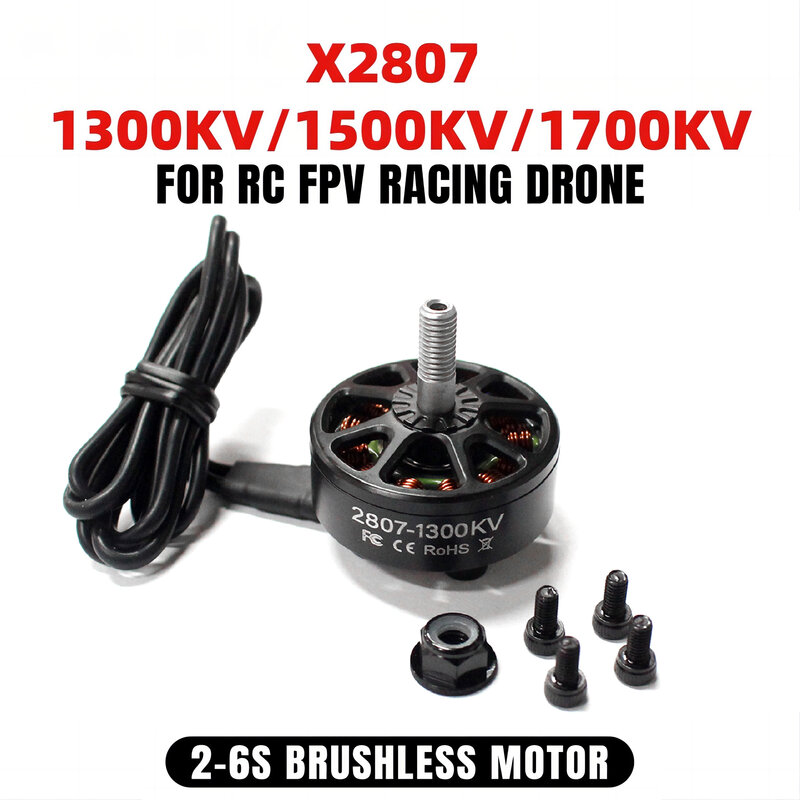 Brushless Motor X2807 2807 1300/1500/1700KV 2-6S 4mm Bearing Shaft Motor for RC FPV Racing Drone Multicopter DIY Upgrade Parts