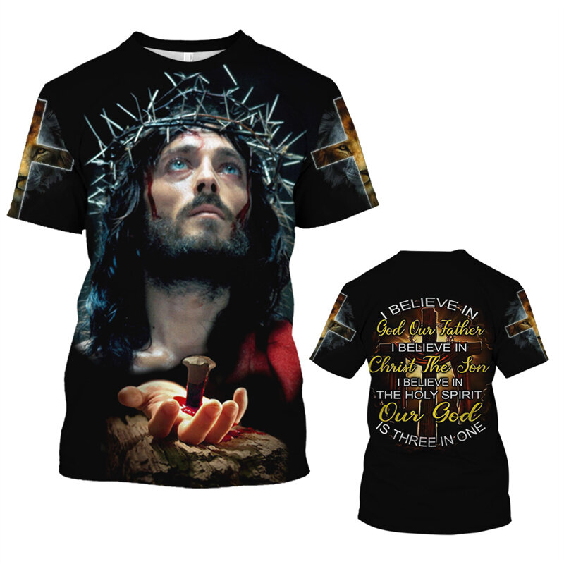 Nuova estate 3D Christian Jesus stampa T Shirt per uomo bambini moda Streetwear Tee Shirt Cool Hip Hop Harajuku vestiti Tees