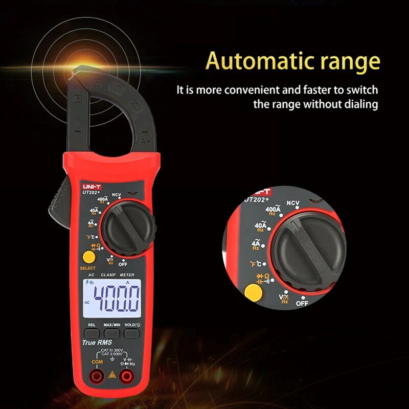 UNI T UNI-T UT202A + UT204 + numérique AC DC tension pince multimètre True RMS 400-600A gamme automatique voltmètre Test de résistance