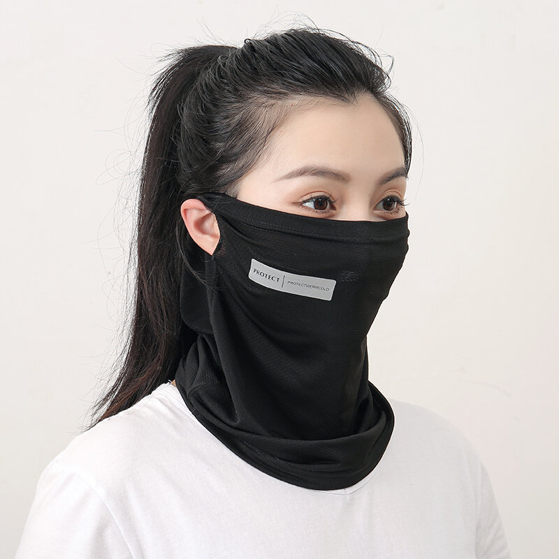 Mascarilla de protección UV para hombre y mujer, máscara deportiva de seda de hielo para exteriores, cubierta de cuello con bloqueo uv, bufanda facial de 33x28cm, Color sólido