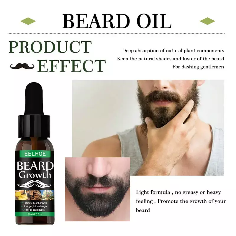 Aceite esencial para el crecimiento de la barba de hombre, herramienta para el crecimiento del vello del pecho y la pérdida de cabello, profesional y nutritivo, 30ml