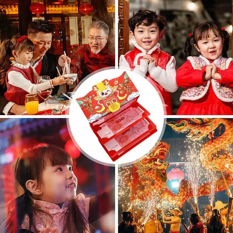 Красный китайский новогодний конверт, китайский новогодний складной красный конверт, китайские красные конверты для сбора банкнот, открытия бизнеса