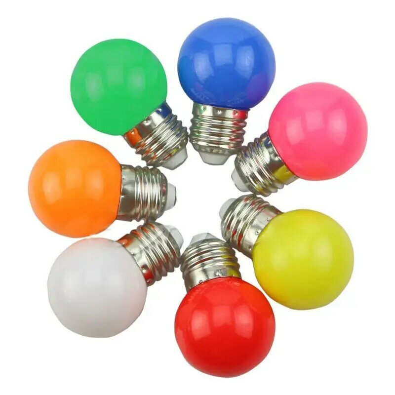 1W E27 mini LED bola golfe globo luz azul, vermelho, verde, amarelo, branco