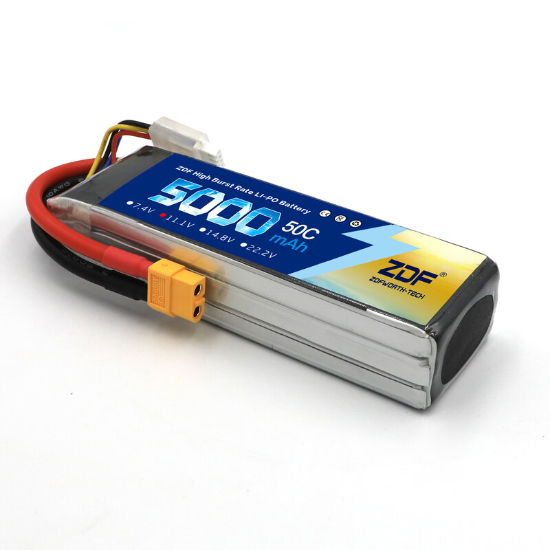 ZDF-batería LiPo para coche teledirigido, 5000mAh, 11,1 V, 3S, LiPo 50C con enchufe T & XT60, para Dron, coche y barco teledirigido