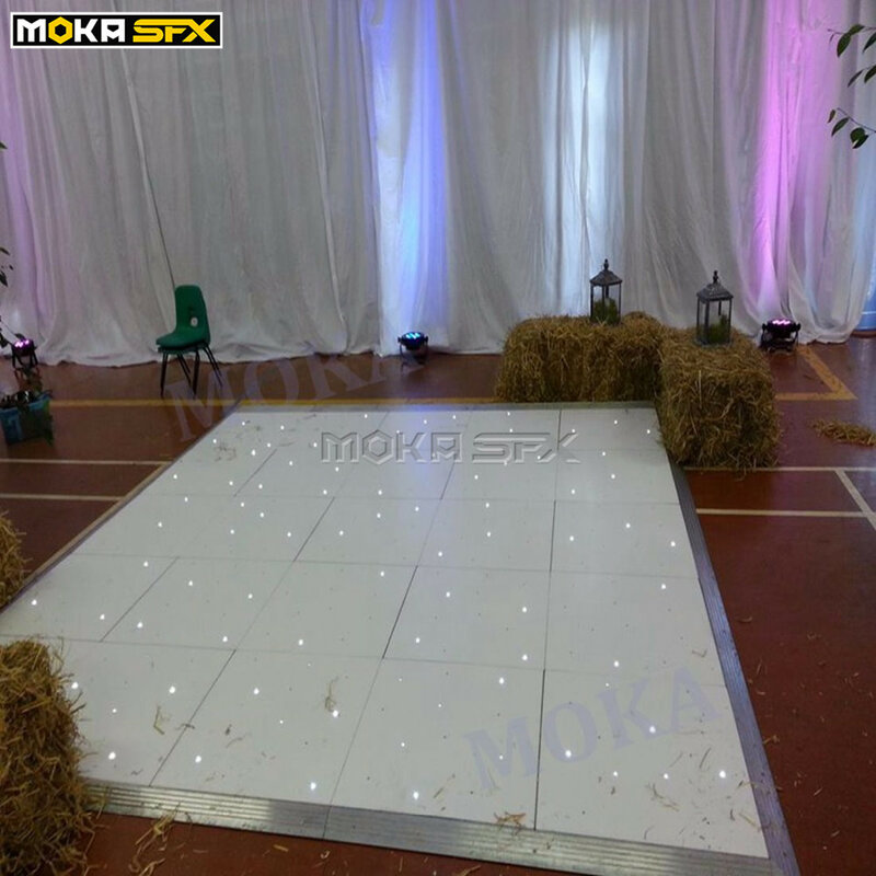 Pista de baile LED blanca portátil, suelo de boda para concierto, evento y boda, 16 pies por 16 pies