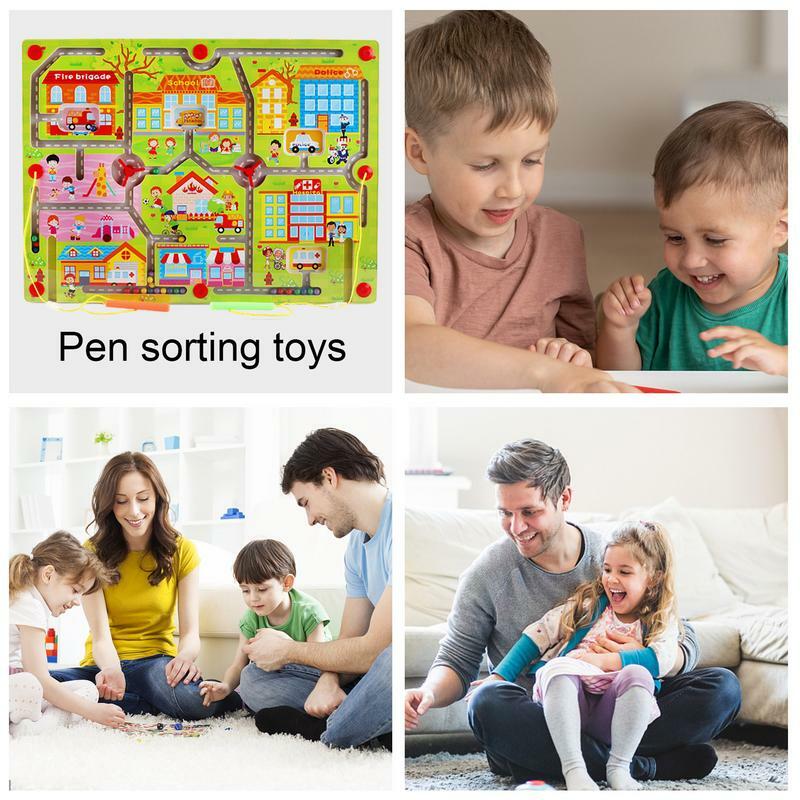 Labirynt magnetyczny Puzzle nauka liczenia Puzzle na tablicy rozpoznawanie kolorów Montessori umiejętności motoryczne zabawki dla 3 chłopców dziewcząt