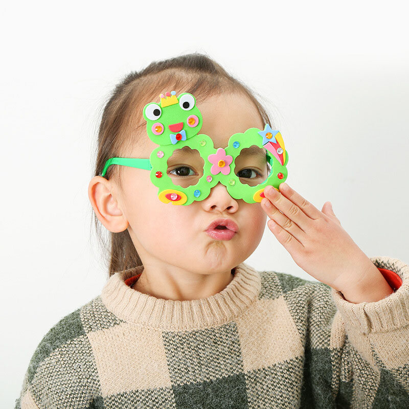 Dzieci DIY EVA diamentowe okulary ramka zestawy rzemieślnicze zabawki edukacyjne dla dzieci kreatywne kreskówki ręcznie sztuka i rękodzieło prezenty urodzinowe