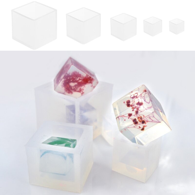 Y1UB-Molde silicona con forma cubo para decoración, herramienta joyería artesanal, resina, decoración