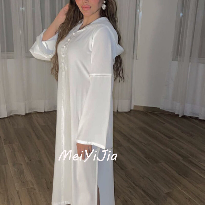 Meiyijia  Evening Dress Button Long-Sleeves Chiffon Ankle-Length Saudi  Arabia  Sexy Evening Birthday Club Outfits Summer 2024