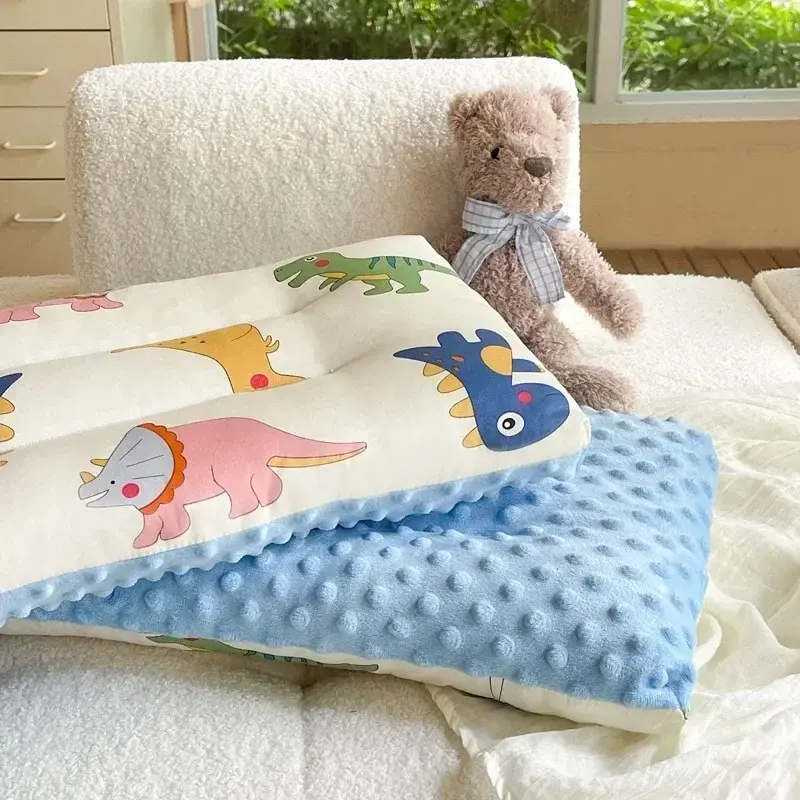 Almohada de algodón puro para bebé recién nacido, cojín transpirable y cómodo de animales de dibujos animados, accesorio de crecimiento