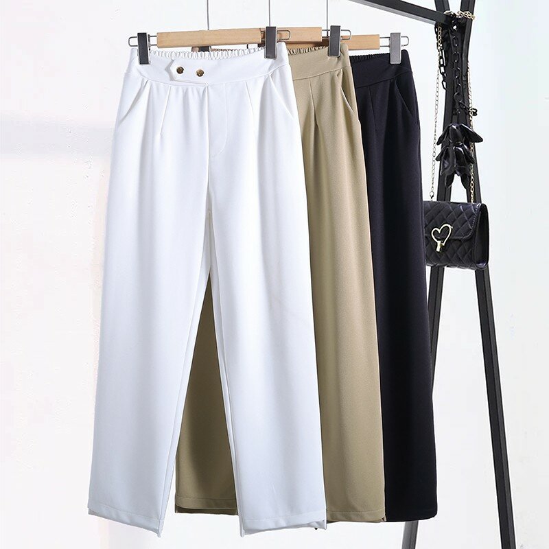 Pantalones rectos de cintura alta para mujer, calzas informales de tobillo, ropa de moda, primavera y verano