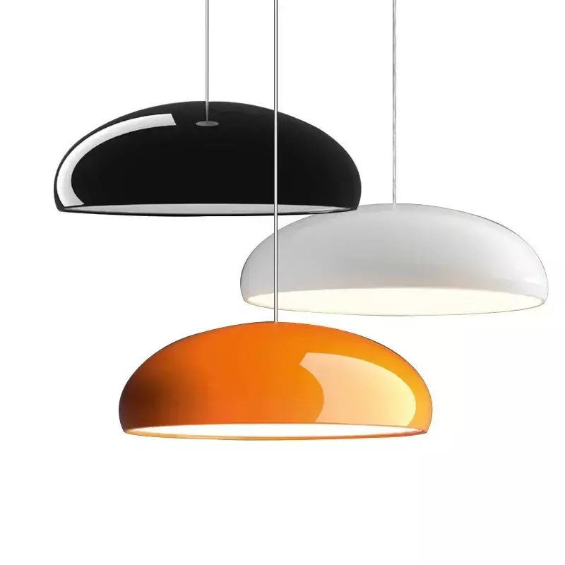 Подвесные светильники в современном стиле, круглые алюминиевые люстры в скандинавском стиле с абажуром, черные и белые лампы для обеденного стола, декор для комнаты