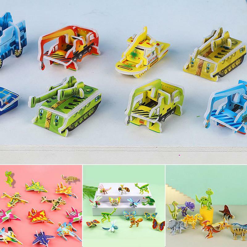 Puzzle kartun anak 10 buah permainan Puzzle kecil yang aman 3D Puzzle kertas Puzzle anak batang teka-teki sensorik mainan pembelajaran Edukatif