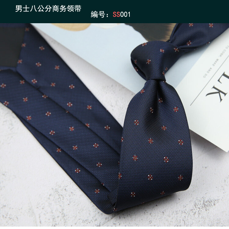 Krawatte Gravatas Mode Großhandel gewebte 8 cm gestreifte Krawatte Hochzeit Accessoires blauen Mann Punkt fit Gruppe Party Büro Krawatten