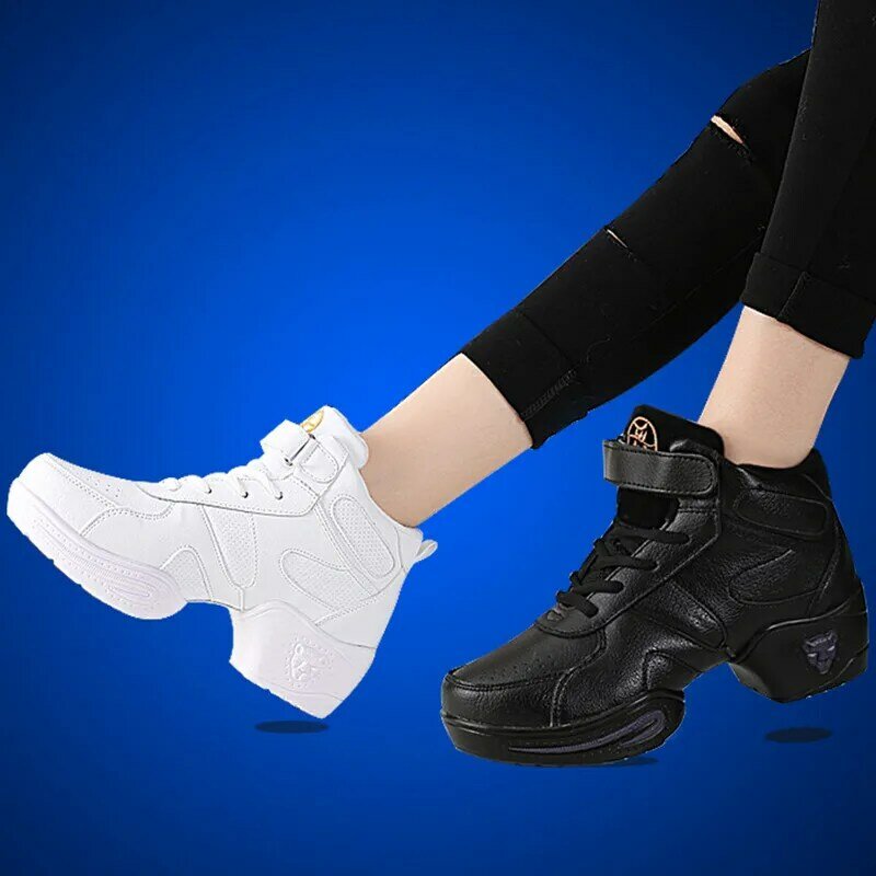 Кроссовки женские кожаные, дышащие легкие, мягкая подошва, современные, для танцев, фитнеса, спорта
