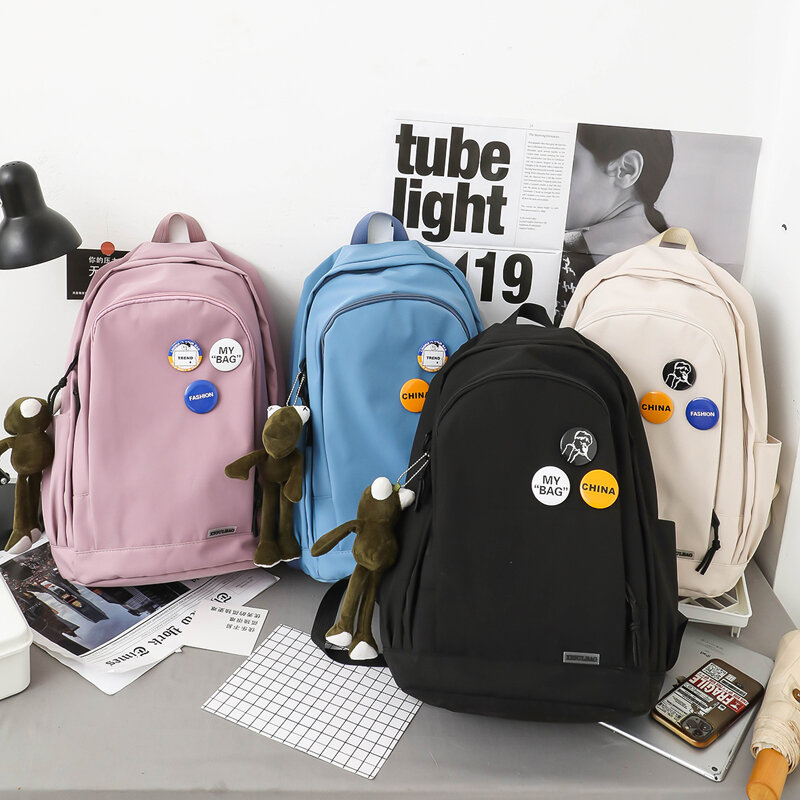 Модный школьный Одноцветный рюкзак для студентов колледжа, простой женский рюкзак, дорожная сумка, школьные сумки, mochilas