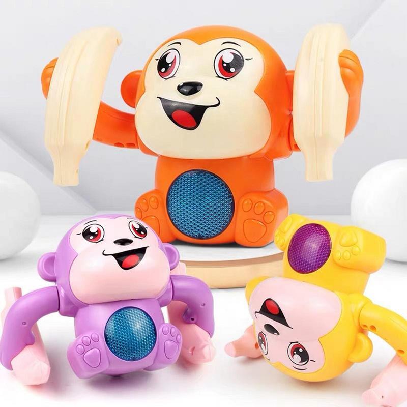 텀블링 원숭이 전기 플립 댄싱 장난감, 롤링 원숭이, 바나나를 들고 음성 제어 아기 뮤지컬 장난감, 말하기 및 롤링
