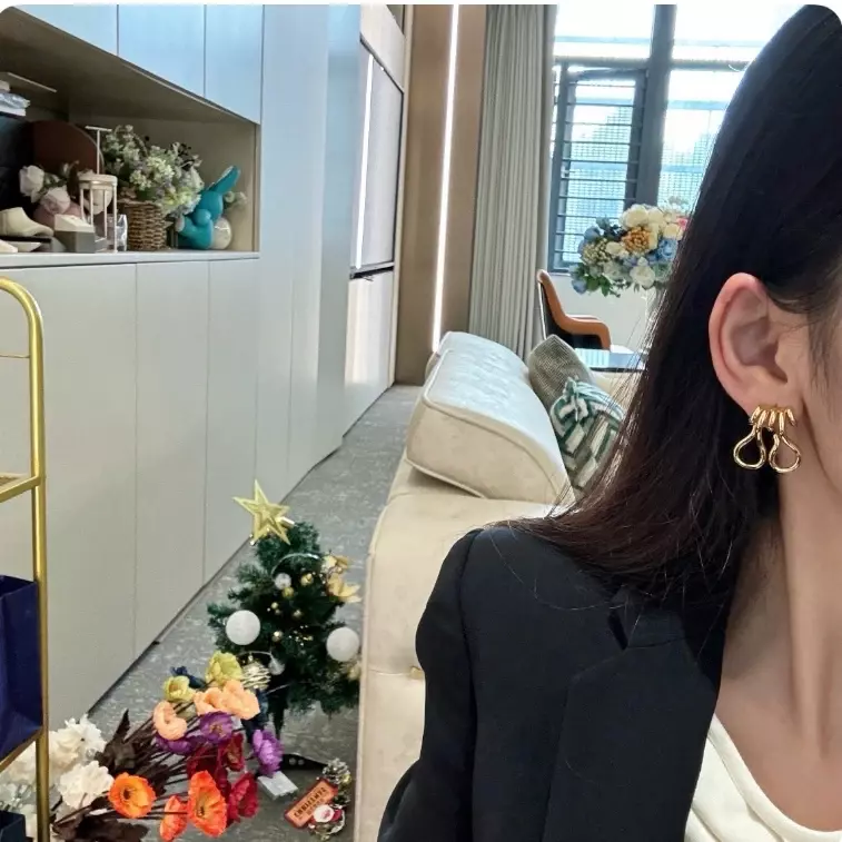 2024 New Europe Designer 24K Gold Plating Irregular Luxury Earrings Woman Top Quality Jewelry Trend