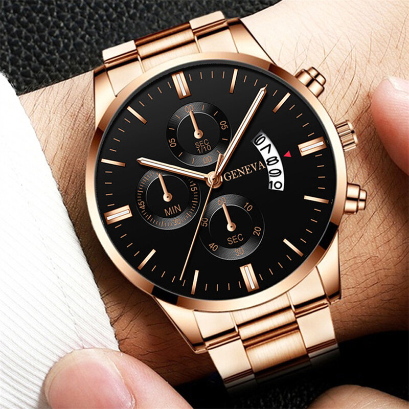 Męski na co dzień złoty kolor moda ze zegarek ze stali nierdzewnej luksusowy kalendarz zegarek kwarcowy męski zegarki biznesowe dla mężczyzny