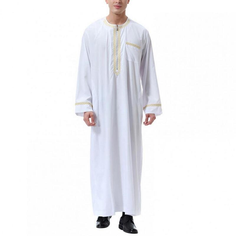 Casual Heren Overhemd Traditionele Midden-Oosten Heren Maxi Gewaad Met Halve Rits Lange Mouwen Retro Stijl Voor Zomer Voor Maleisië