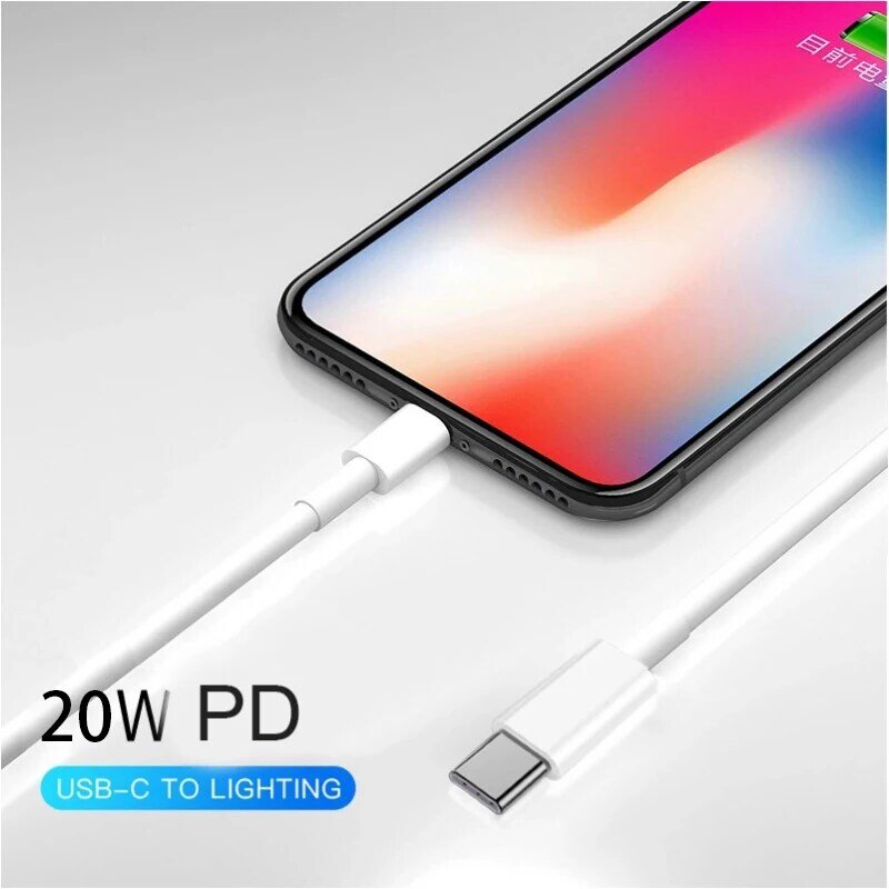 Original 20W Type C Cable For iPhone 13/12/11/14/15 Pro Max Mini 7/8 Plus X/XS/XR iPad Charger Fast Charging Cable Phone Date