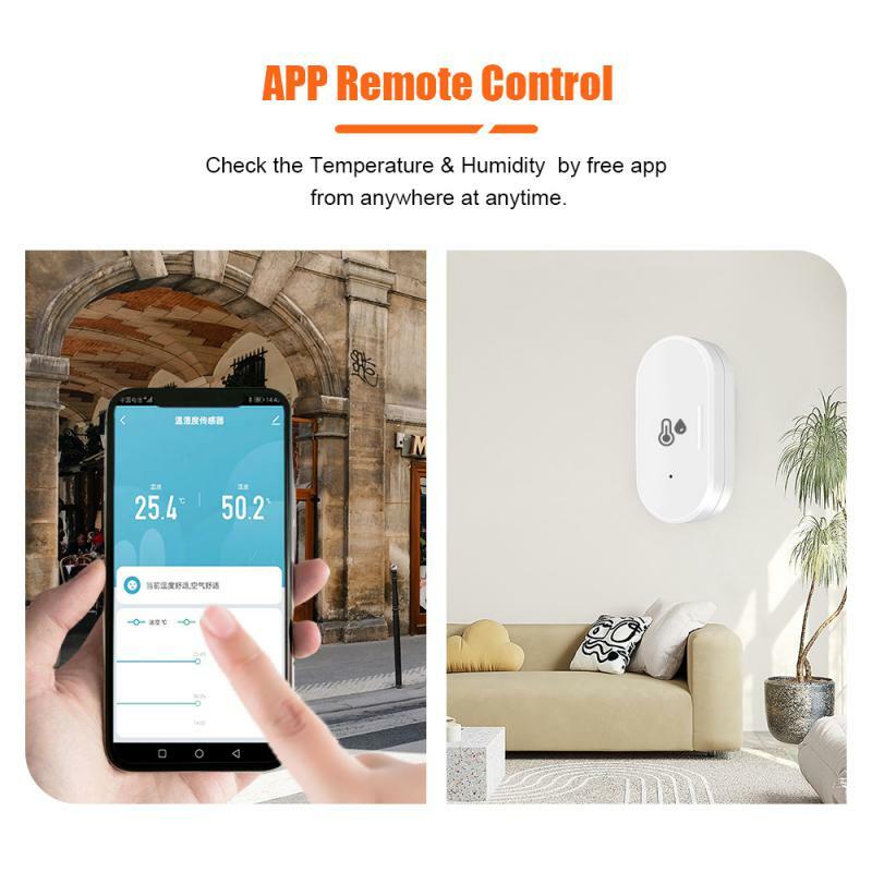 Tenky Tuya ZigBee Sensor kelembaban suhu, termometer terhubung di rumah pintar, asisten suara Google Home