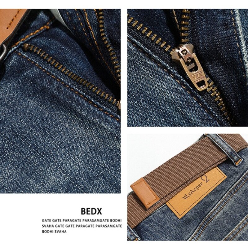 Celana Jeans pria, celana pensil panjang, L-7XL, longgar, ukuran Plus, Harlan, Trendi, elastis, musim panas, 2024