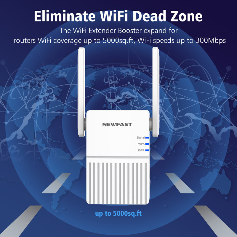 와이파이 범위 확장기, 와이파이 리피터 라우터, Roteador 와이파이 증폭기 안테나, 5000sq 와이파이 커버리지, 2.4Ghz, 300Mbps