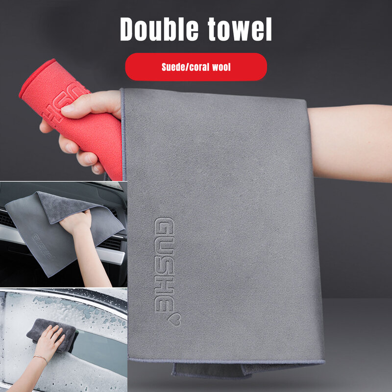 Asciugamano per l'asciugatura dell'auto Super assorbente panno per la pulizia dell'auto a doppia faccia in velluto di corallo scamosciato accessori per Auto multiuso per asciugamani Auto