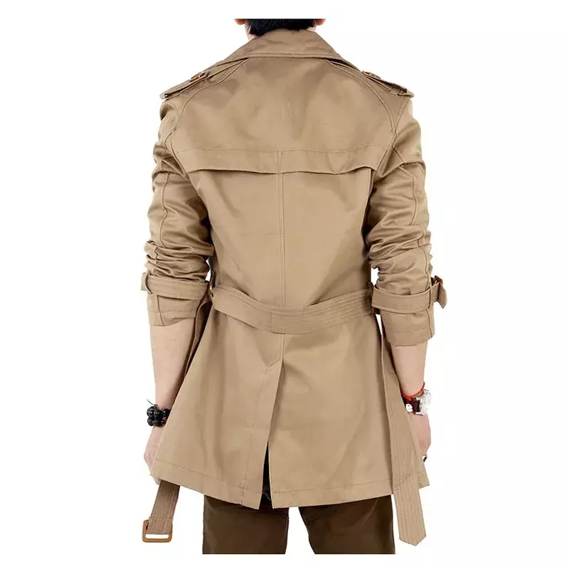 Autumn Spring Trench Coat Men Slim Korean Double-Breasted Mid-Length Fashion Jacket Winter Cosplay Costume