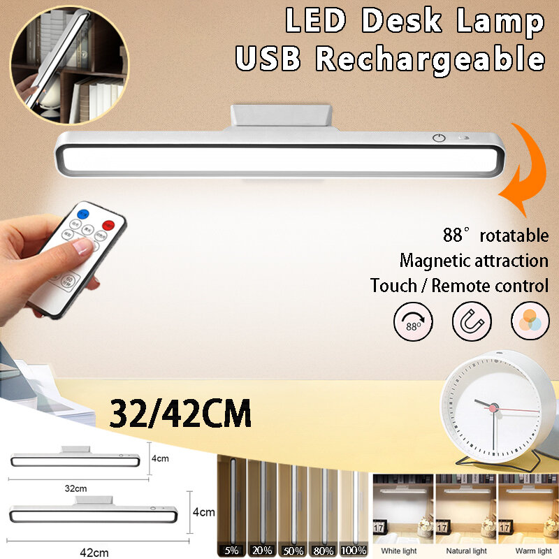 Recarregável Magnético Suspensão LED Table Lamp, Controle Remoto, Escurecimento da Lâmpada, Alimentado por Bateria, Quarto Night Light, Desk Lamp