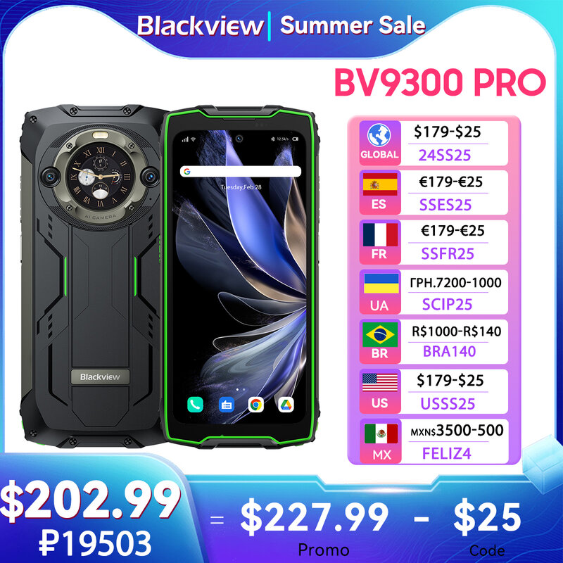 Blackview-Smartphone robuste BV9300 Pro Helio G99 6.7, en effet, écran 120Hz, 12 Go, 256 Go, écran touristique, 15080mAh, téléphone portable 64MP