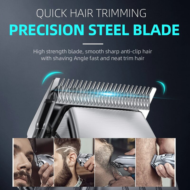 Kit alat cukur rambut 2 in 1 Logam penuh, pemangkas rambut jenggot elektrik profesional isi ulang daya